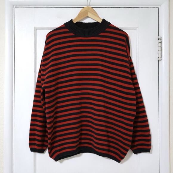 Vintage Esprit Red Black Striped Sweater L Punk Grunge Kurt Cobain 90s - Picture 1 of 4